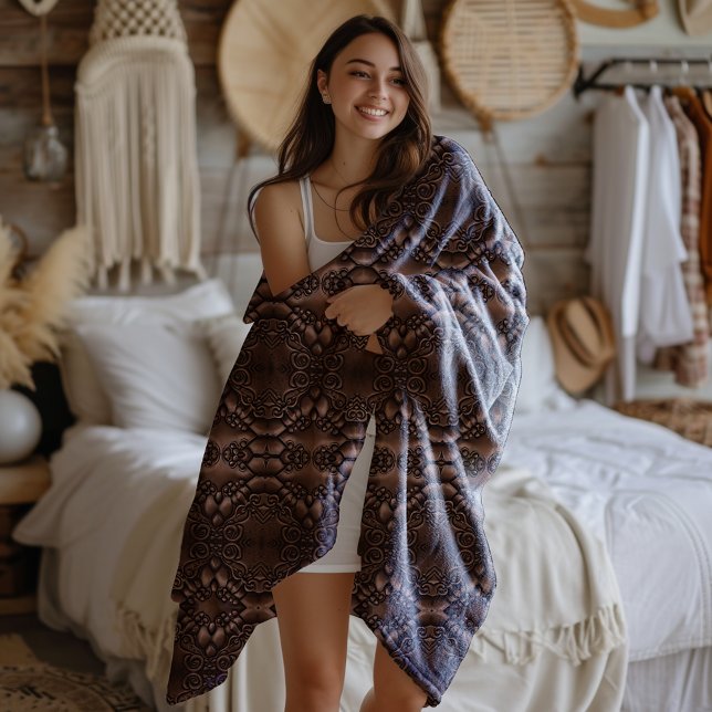 Manta Polar Patrón marrón de cuero falso barroco (Subido por el creador)