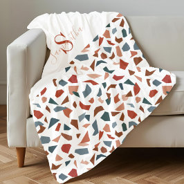 Manta Polar Patrón marrón elegante monogramado