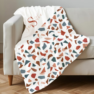 Manta Polar Patrón marrón elegante monogramado