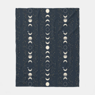 Manta Polar Patrón minimalista de fases lunares con estrellas