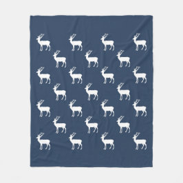 Manta Polar Patrón minimalista de reno blanco en azul
