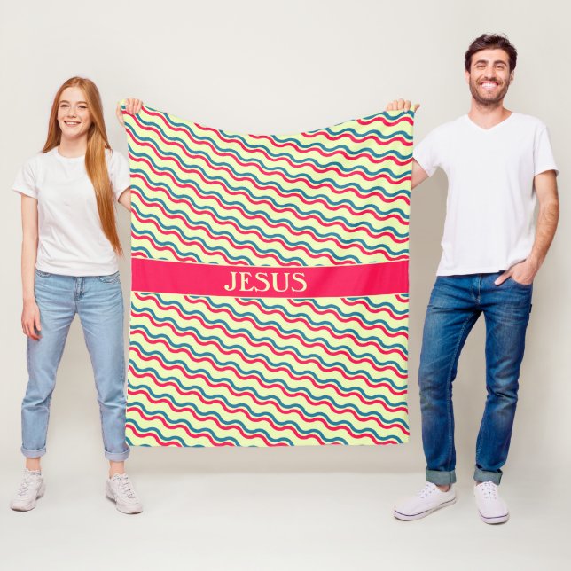 Manta Polar Patrón mínimo de ondas azul rojo (In situ)