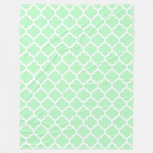 Manta Polar Patrón Mint White Moroccan Quatrefoil #5 (Anverso)