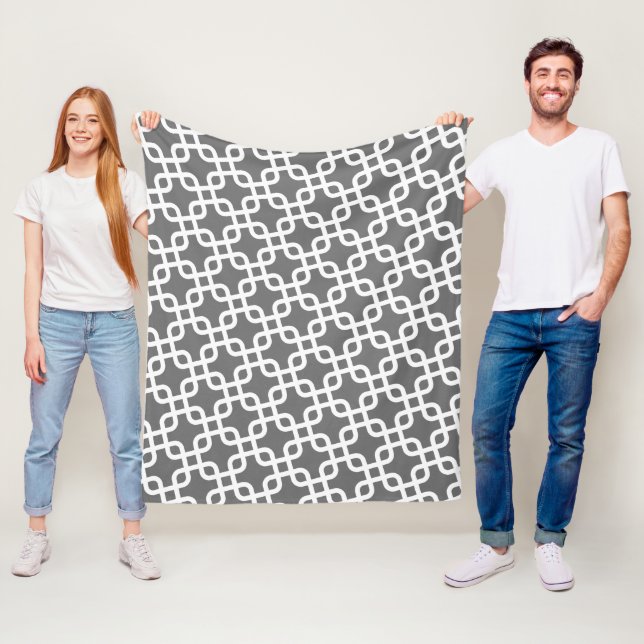 Manta Polar Patrón moderno con gris y blanco (In situ)