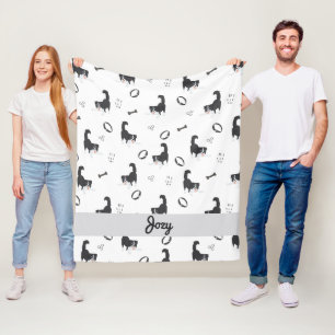 Manta Polar Patrón moderno de Border Collie y huesos de diseño