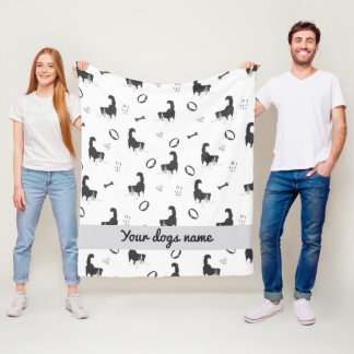Manta Polar Patrón moderno de Border Collie y huesos de diseño