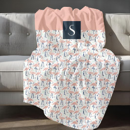 Manta Polar Patrón moderno de flamenco rosado tropical