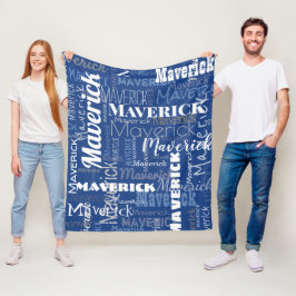 Manta Polar Patrón moderno de nombres largos azules de graffit