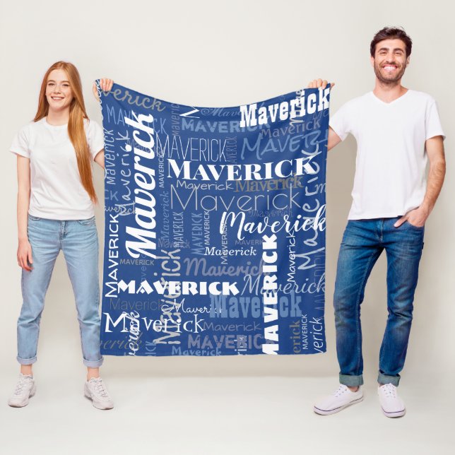 Manta Polar Patrón moderno de nombres largos azules de graffit (In situ)