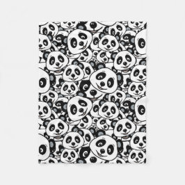 Manta Polar Patrón moderno de oso panda lindo en blanco y negr