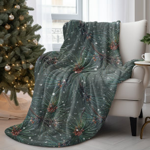 Manta Polar Patrón moderno de pino de invierno ruso
