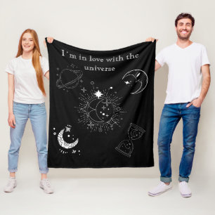 Manta Polar Patrón moderno del universo del dibujo negro para 