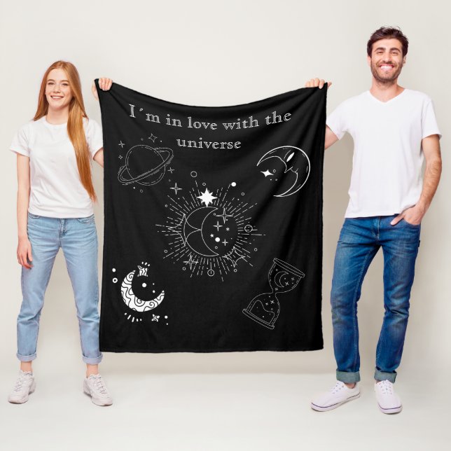 Manta Polar Patrón moderno del universo del dibujo negro para  (In situ)