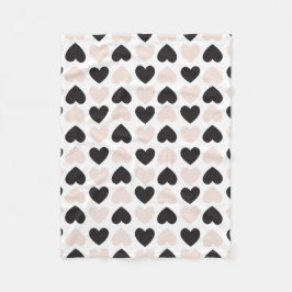 Manta Polar Patrón moderno Rubor Pink Black Love Hearts