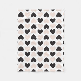 Manta Polar Patrón moderno Rubor Pink Black Love Hearts