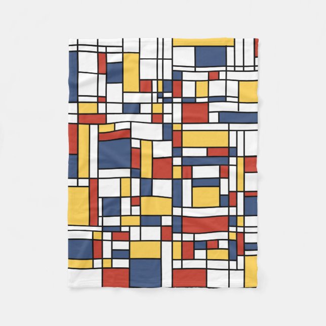 Manta Polar Patrón Mondrian De Stijl (Anverso)