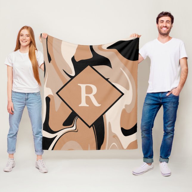 Manta Polar Patrón Monogramado de Mármol Marble Marble Negro (In situ)