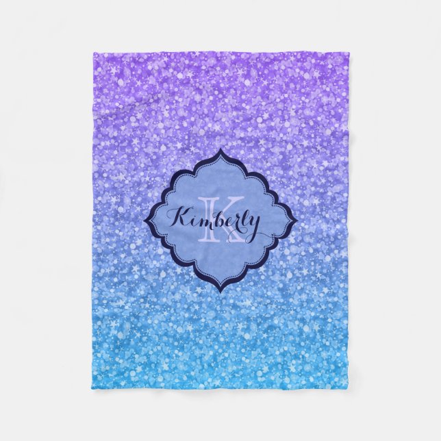 Manta Polar Patrón Monogramado De Purpurina Colorido Y Esparkl (Anverso)