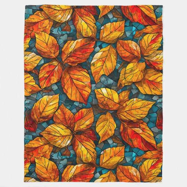 Manta Polar Patrón mosaico de otoño (Anverso)