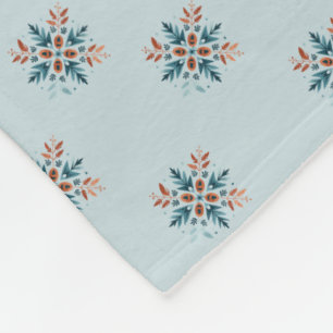 Manta Polar Patrón Motivo Escandinavo Folk Snowflake