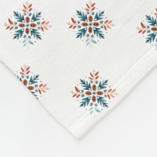 Manta Polar Patrón Motivo Escandinavo Folk Snowflake