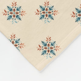 Manta Polar Patrón Motivo Escandinavo Folk Snowflake