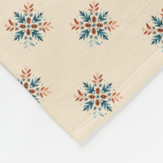 Manta Polar Patrón Motivo Escandinavo Folk Snowflake