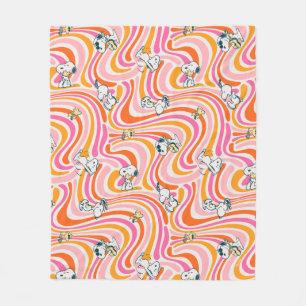 Manta Polar Patrón Naranja de vibraciones de Snoopy & Woodstoc