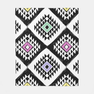 Manta Polar Patrón Navajo tribal blanco negro