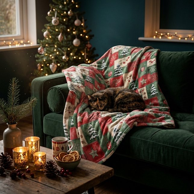 Manta Polar Patrón navideño de patchwork campestre (Subido por el creador)