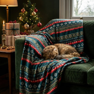 Manta Polar patrón navideño nórdico