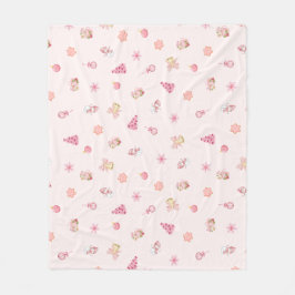 Manta Polar Patrón Navideño Rosa Acogedor