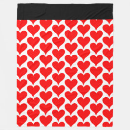 Manta Polar Patrón negro de corazones rojos