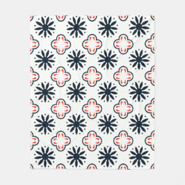 Manta Polar Patrón negro rojo vintage floral marroquí