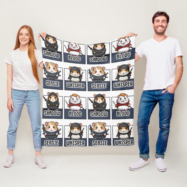 Manta Polar Patrón Ninja de Kawaii Hamster (In situ)