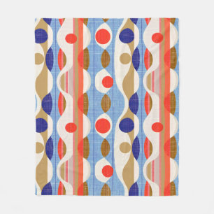 Manta Polar Patrón ogee rojo azul moderno