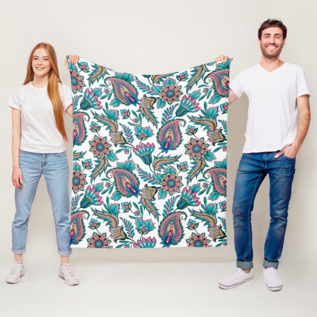 Manta Polar Patrón paisley étnico colorido (In situ)
