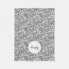 Manta Polar Patrón paisley tinta color blanco negro almohada d