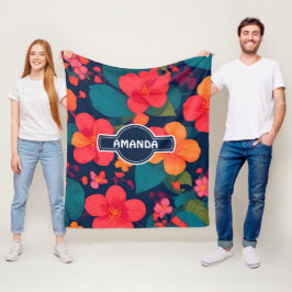 Manta Polar Patrón personalizado colorido de Hydrangea Pastel