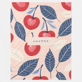 Manta Polar Patrón personalizado de cerezo y hoja monograma