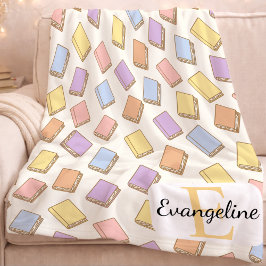 Manta Polar Patrón personalizado de estética libresca pastel