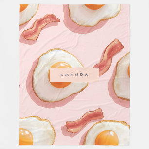 Manta Polar Patrón personalizado de huevo y tocino rosado