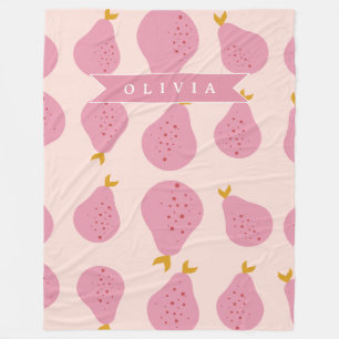 Manta Polar Patrón Personalizado de Pera Rosa Fruta Monada Fem