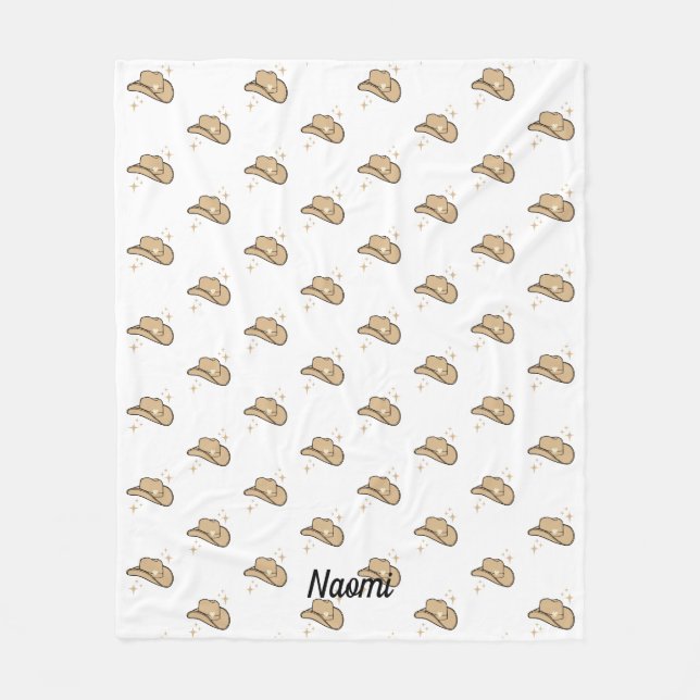 Manta Polar Patrón personalizado de rodeo de vaca beige blanco (Anverso)