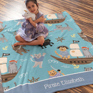 Manta Polar Patrón pirata de gato para niños y Chicas