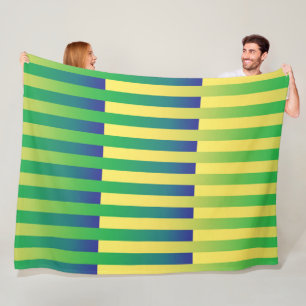 Manta Polar Patrón rayado azul amarillo verde