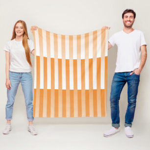 Manta Polar Patrón rayado blanco naranja