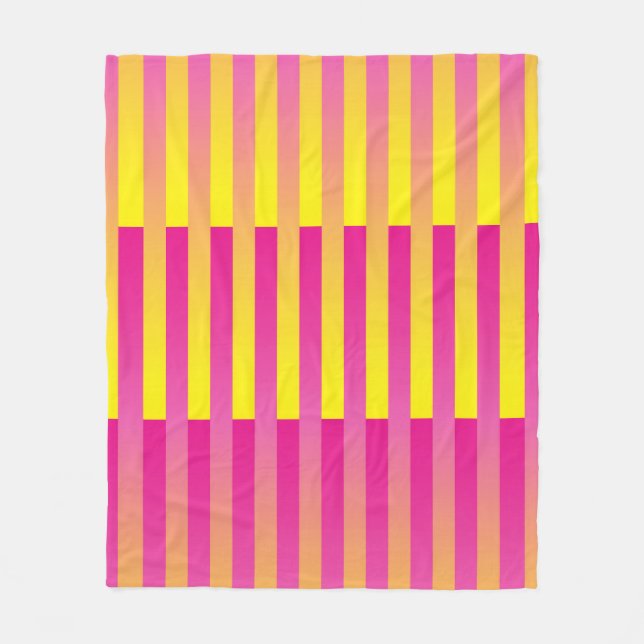 Manta Polar Patrón rayado de Naranja amarillo rosado (Anverso)