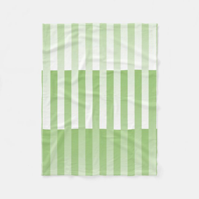 Manta Polar Patrón rayado verde blanco (Anverso)