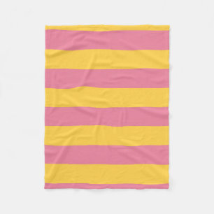 Manta Polar Patrón rayado vertical brillante rosa y amarillo